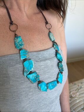 Turquoise Leather Necklace